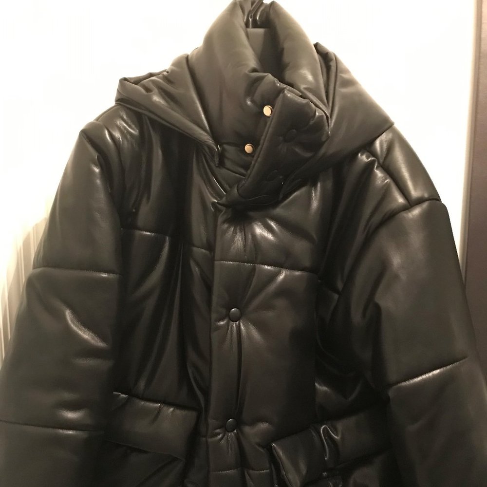 Nanushka Black Vegan Leather Hide Jacket